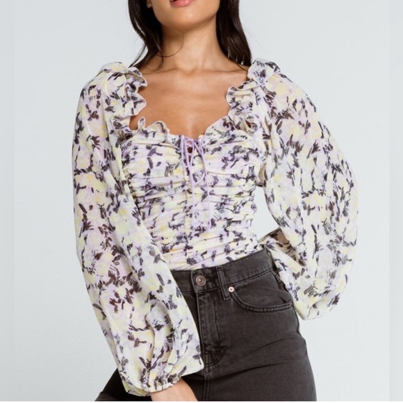 Free People Tops - Free People Mabel Floral Printed Blouse Size M